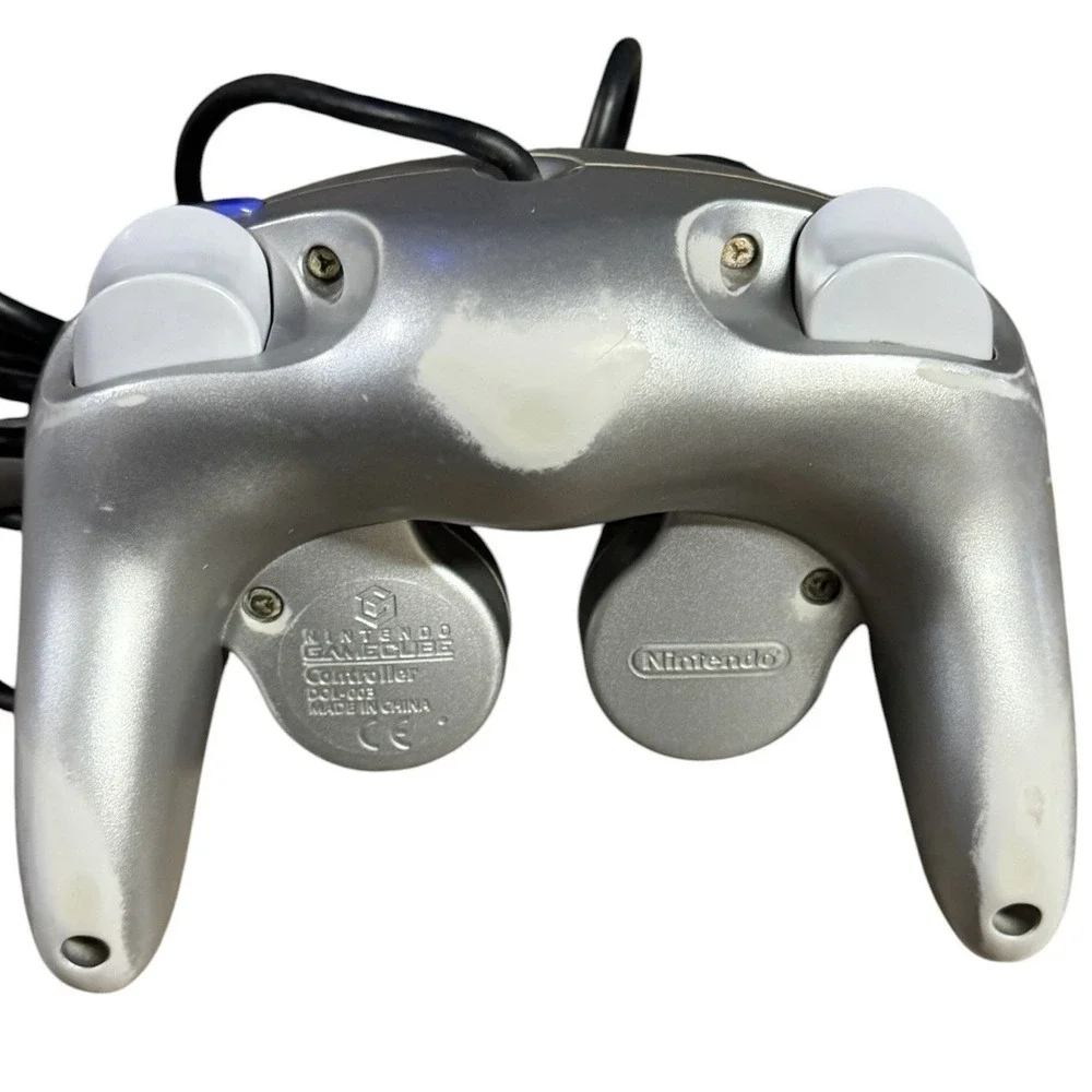 Nintendo GameCube OEM Silver Controller W/Gamestop Turbo Controller Lot (2) READ